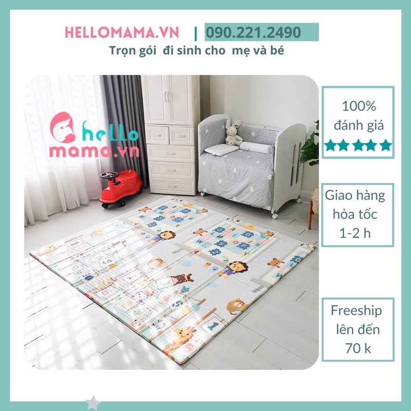 Thảm Umoo gấp gọn mẫu mới 2021 - Chống thấm, không bí, an toàn cho bé (size 1m8x2m, độ dày 1.5 cm)
