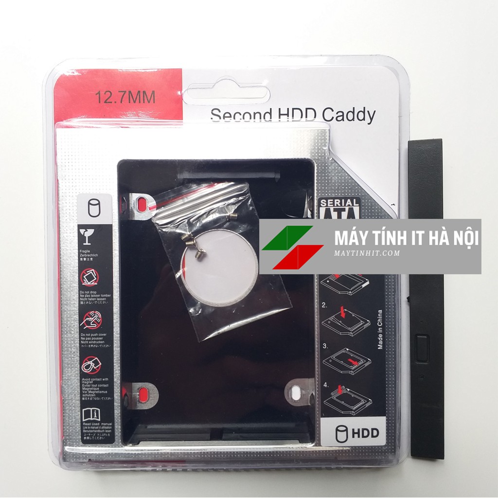 Caddy Bay Sata 3 cho SSD và HDD 2,5” - Vỏ Nhôm – Size: 9.5mm và 12.7mm – Khay ổ cứng thay thế ổ DVD