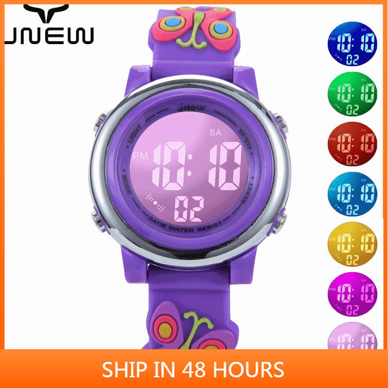 JNEW Đồng hồ trẻ em cô gái dạ quang đồng hồ điện tử học sinh đồng hồ thời trang thể thao ngoài trời đa chức năng đồng hồ điện tử led