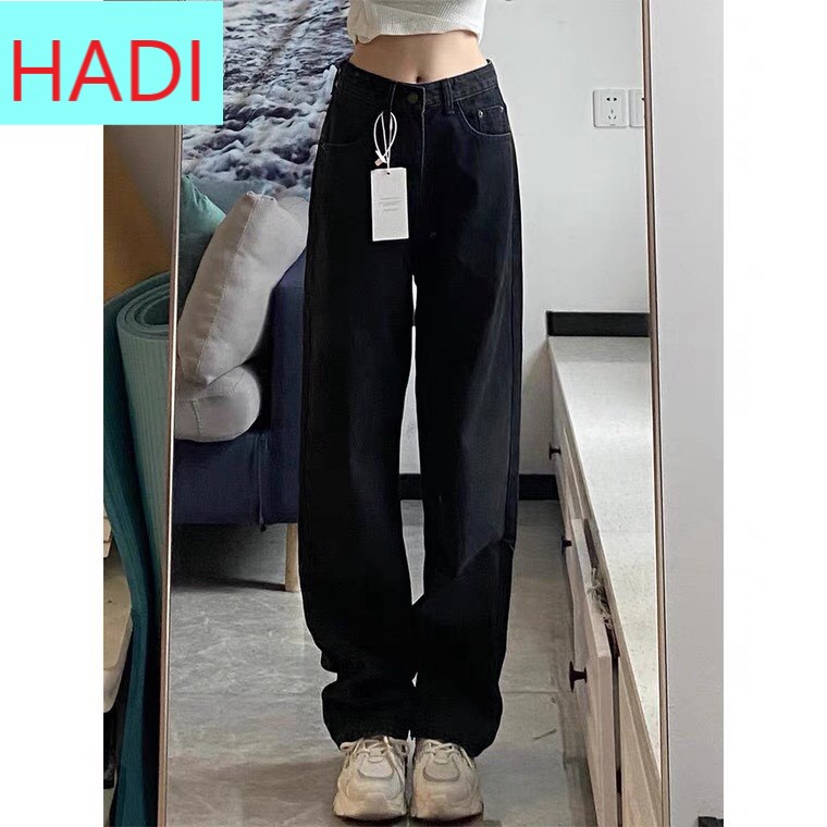 [ SÁT SÀN SẠT ] QUẦN JEANS ỐNG RỘNG NỮ LƯNG CAO MÀU ĐEN LAI CUỐN FORM DÀI RỘNG CAO CẤP CHUẨN HADI HOT TUNG TRỜI