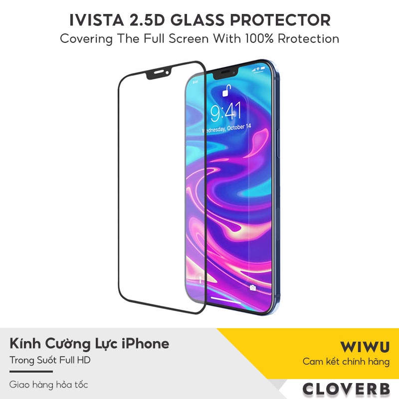 Kính Cường Lực iPhone 13 WIWU iVista Dán Full Màn Hình, Độ Trong Suốt Cao Chống Trầy, Độ Cứng 9H Chống Vỡ, Chống Vân Tay