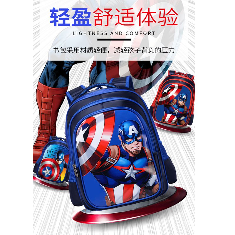 Balo Đi Học Họa Tiết Hoạt Hình Captain America Spiderman Chống Thấm Nước Hw8e