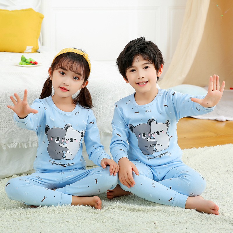 Bộ Đồ Ngủ Dài Tay In Hình Khủng Long Cho Bé Từ 2-15 Tuổi