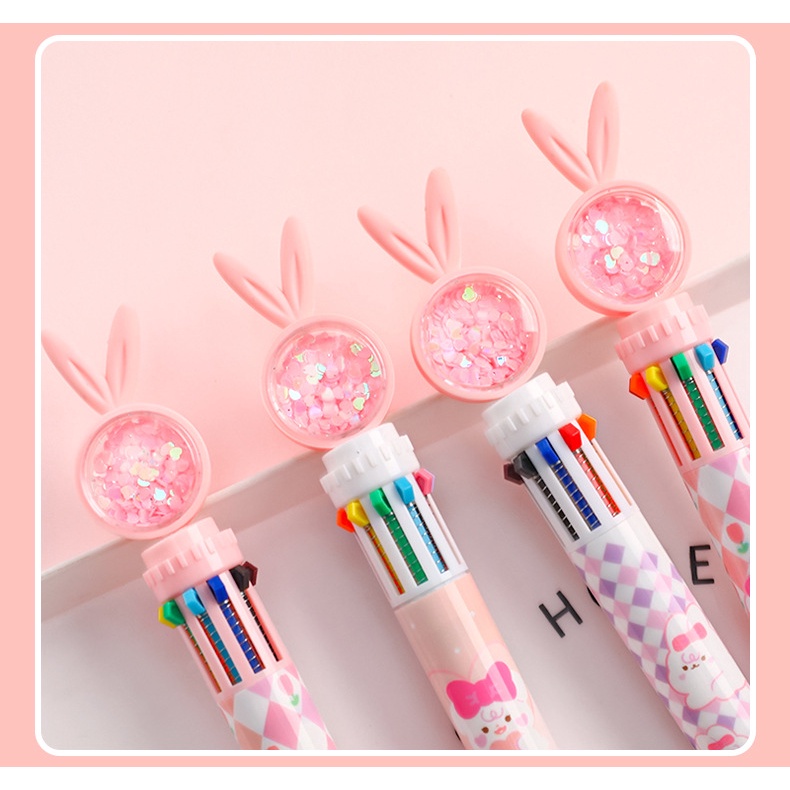 Bút Mực Gel 10 Màu Họa Tiết Thỏ Hoạt Hình 10 Màu Tùy Chọn