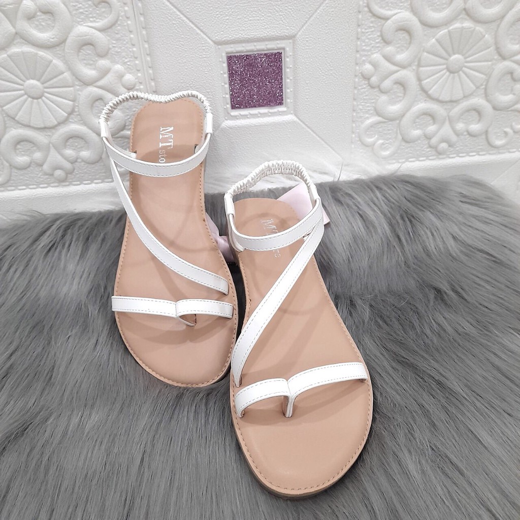 Sandal xỏ ngón dây ngang đế mềm, quai chun hậu Mtstore siêu dễ thương