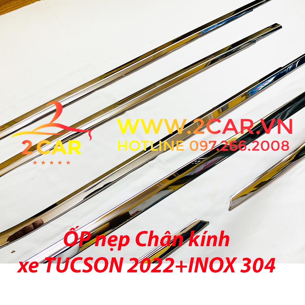 Nẹp viền chân kính xe Huyndai Tucson 2022- 2023, Chất liệu Inox cao cấp