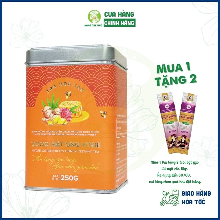 Trà Gừng Mật Ong Hygie Giảm Ho Tăng Đề Kháng Dịch Chiết Gừng Dạng Hòa Tan Phòng Cảm Cúm Hỗ Trợ Tiêu Hóa 250gr