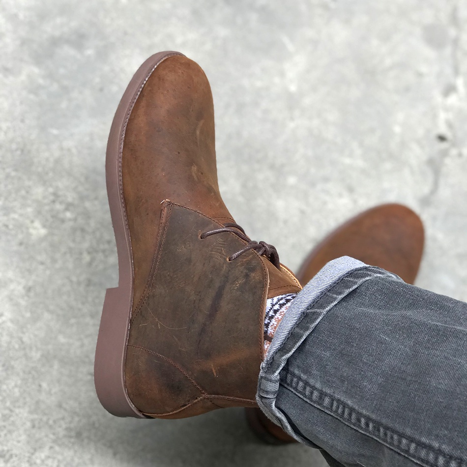 Giày cao cổ nam Chukka Boots Mad Brown da bò sáp ngựa điên cao cấp phong cách bụi bặm | BigBuy360 - bigbuy360.vn