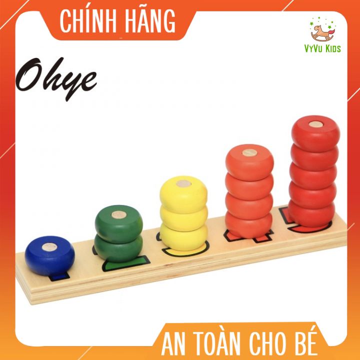 Bộ 5 Cột thả gỗ học toán giáo cụ montessori♥️ CHÍNH HÃNG♥️ ĐỒ CHƠI GIÁO DỤC♥️ giúp bé phát triển vận động tinh