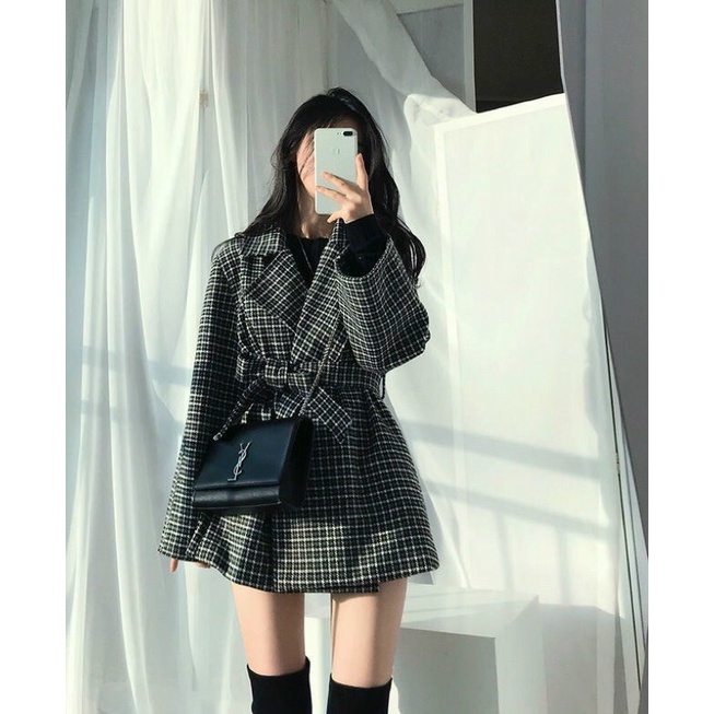 áo vec dạ buộc eo