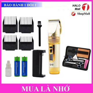 Tông đơ hớt tóc chuyên nghiệp g10 hai chế độ pin trâu tặng bộ kéo cắt tỉa xịn - tăng đơ cắt tóc cao cấp máy êm