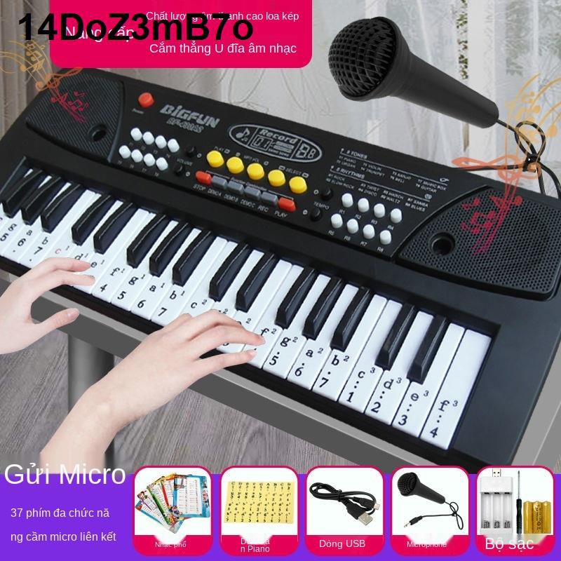 Đồ chơi trẻ em piano điện tử bé gái mới bắt đầu học đàn từ 1 đến 12 tuổi với micro đa chức năng