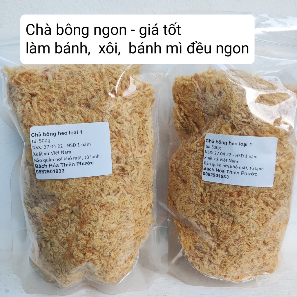 Chà bông heo 100% thịt tươi, vị vừa ăn - túi zip 500g