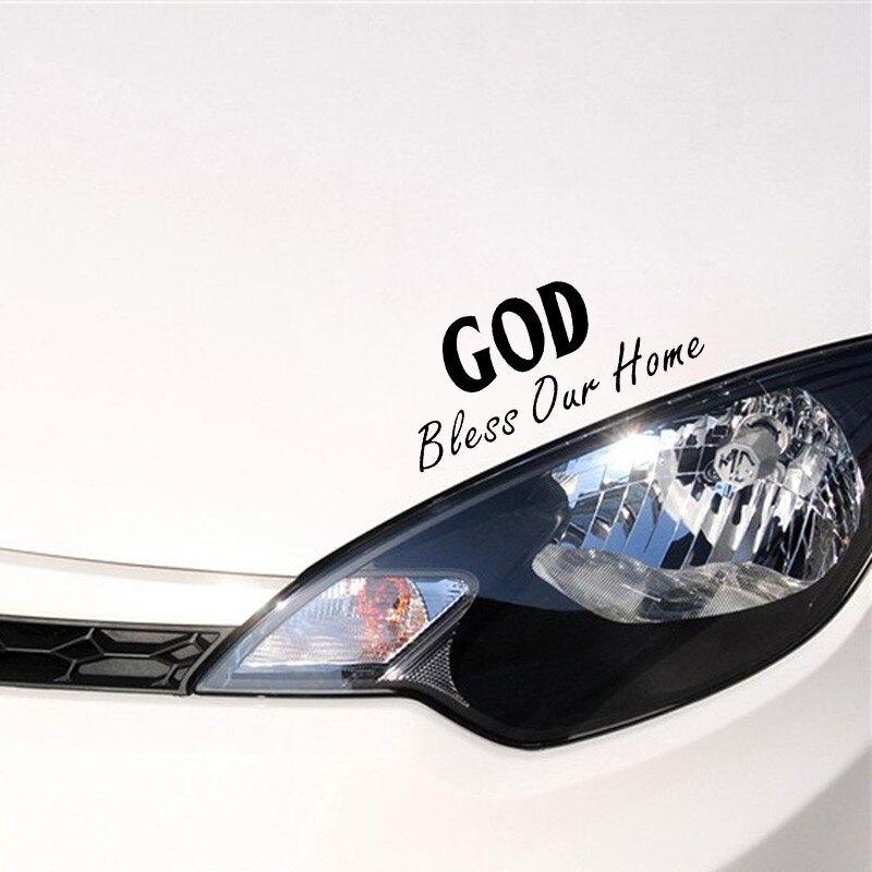 Decal dán trang trí xe mô tô/xe hơi họa tiết GOD BLESS THIS HOME bằng chất liệu Vinyl kích thước 16.5cm*6.8cm