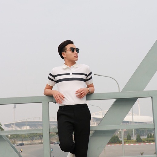 Áo Polo Nam Phối Kẻ Ngang Trước Ngực Chất Cotton Cá Sấu Cao Cấp Thoáng Mát Thấm Hút Mồ Hôi - AC109