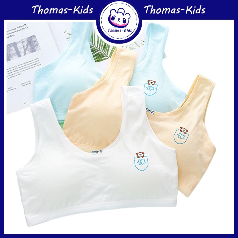 Áo Ngực Cotton Hai Dây Mỏng Thoáng Khí Thời Trang Mùa Hè Cho Bé Gái 8-16 Tuổi