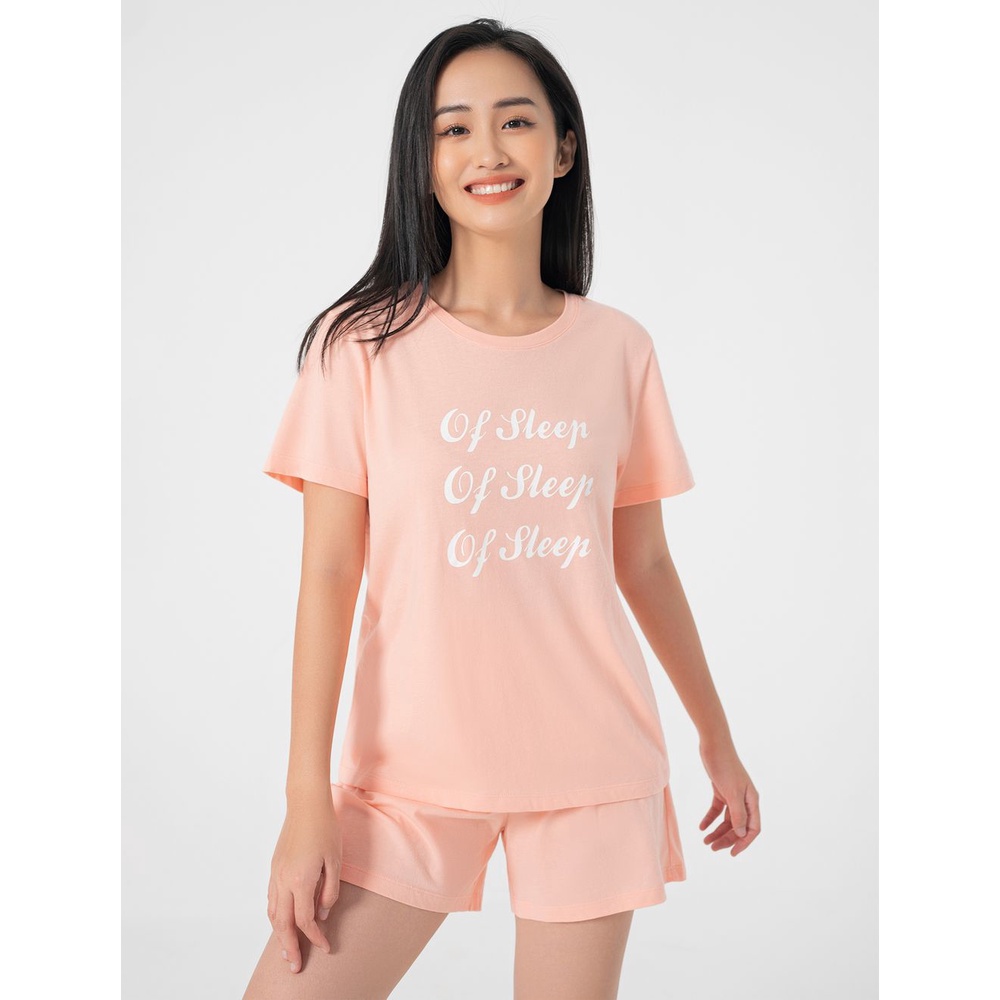 Bộ quần áo nữ CANIFA cộc tay cổ tròn 100% cotton hồng xanh - 6LS22S014