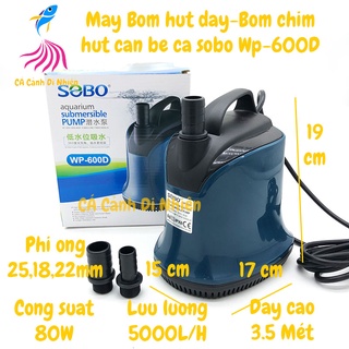 Máy bơm hút đáy sobo wp-600d 80w bơm chìm hút cặn 360 độ hồ cá wp 600d