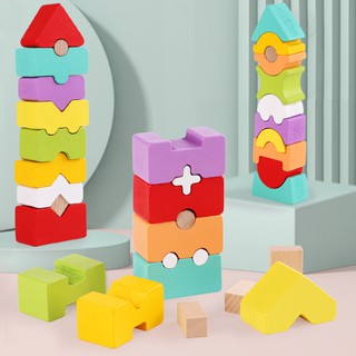 Đồ chơi xếp hình tháp cầu vồng Jenga bằng gỗ cho bé, đồ chơi trí tuệ