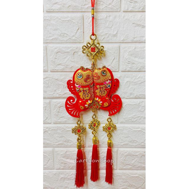 Dây treo cá chép nhung trang trí Tết 2020 chiều dài 48cm