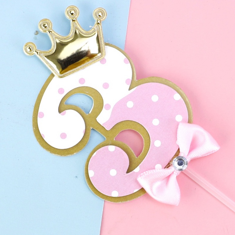 que cắm bánh chữ số vương miện vàng [FREESHIP❤️] trang trí bánh cho bé