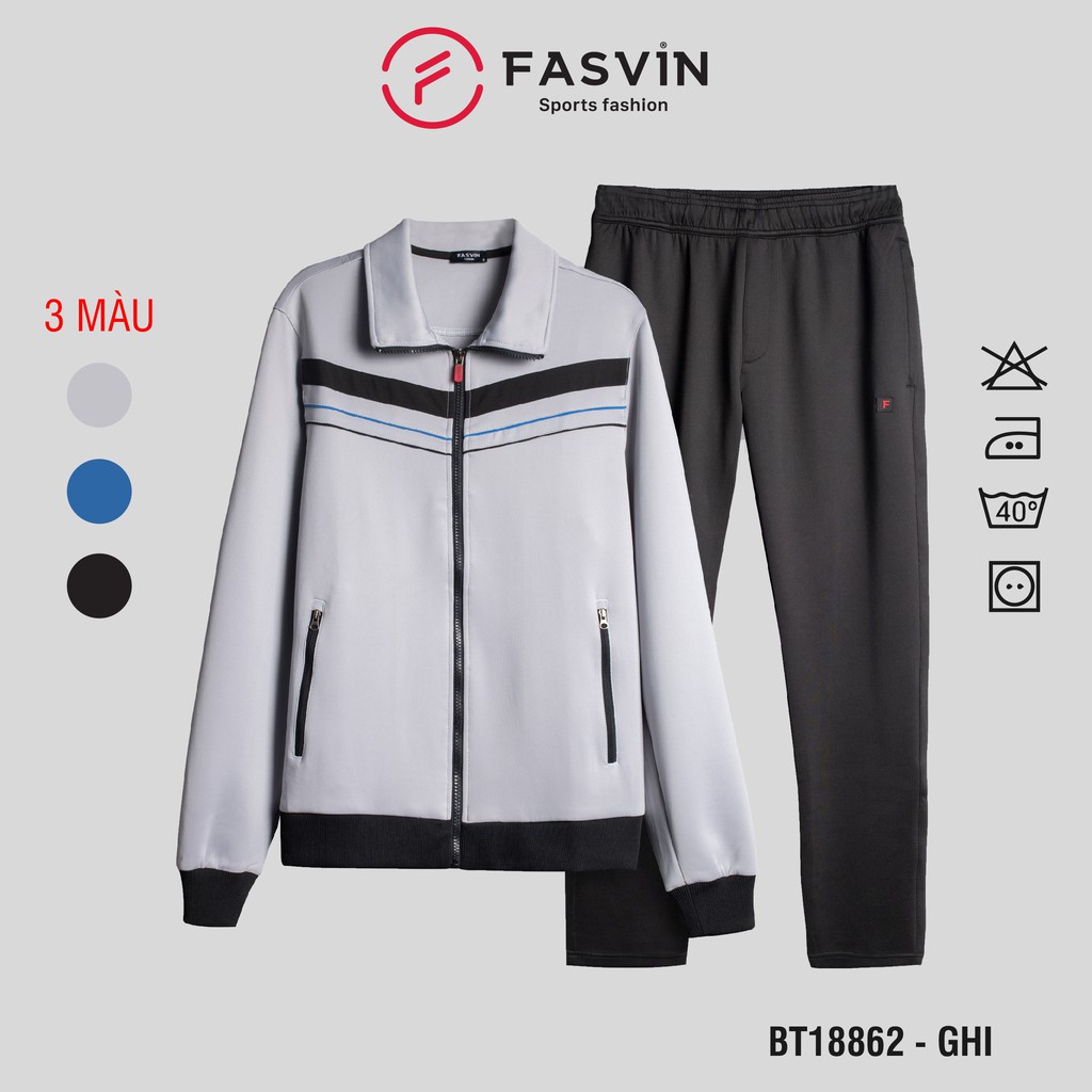 Bộ thể thao nam fasvin BT18862.20 bộ thun nam 01 lớp vải thun co giãn dầy dặn mềm mại. | BigBuy360 - bigbuy360.vn