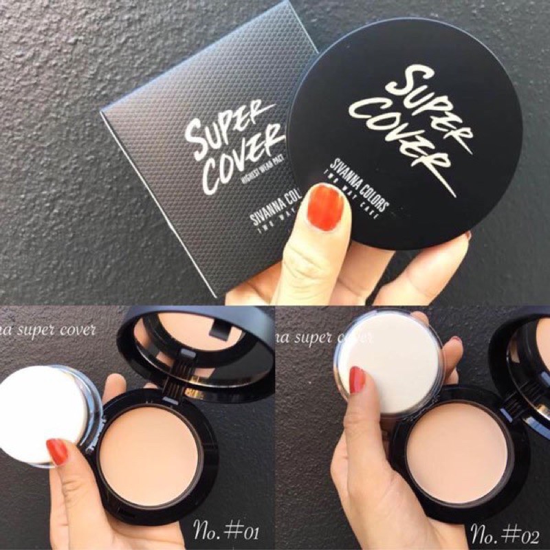 Phấn Phủ Sivanna Colors Super Cover Highest Wear Pact 02. natural beige