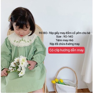 RG180_Rập giấy may váy dài tay cổ yếm bé gái