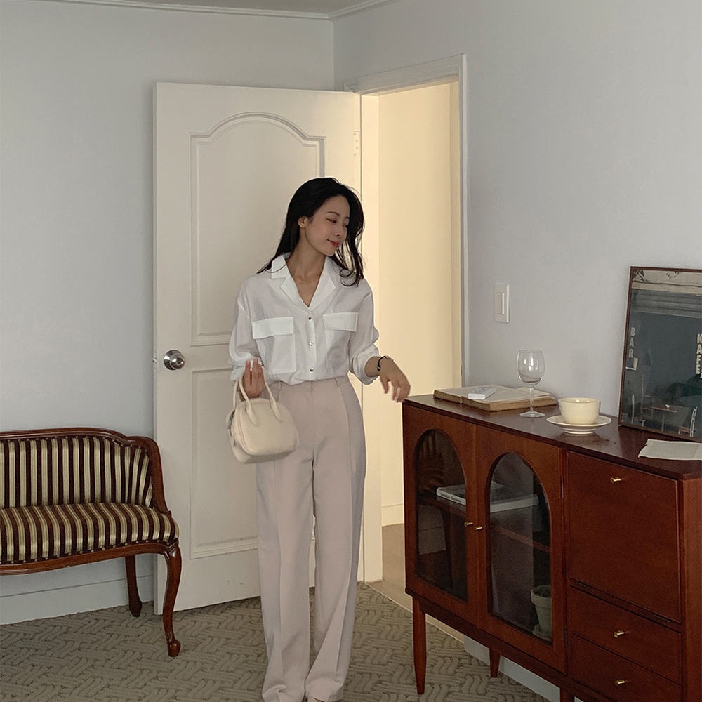 Áo sơ mi SUXI dài tay đơn giản phong cách Hàn Quốc cổ điển thời trang