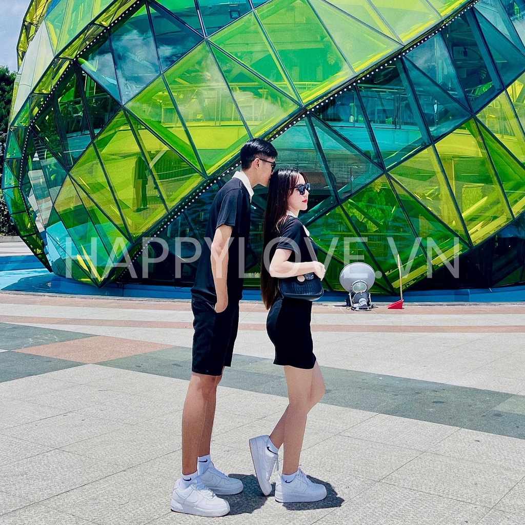 Đồ đôi nam nữ Set couple Áo nam Đầm nữ màu đen phong cách Hàn quốc HAPPYLOVE, Set đồ đôi Váy nữ Áo nam Quảng Châu H15