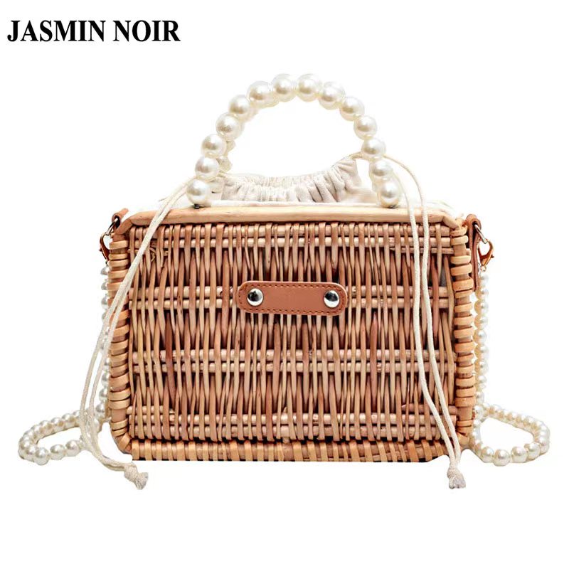 Túi Xách JASMIN NOIR hộp cói đính ngọc trai giả dễ thương cho nữ