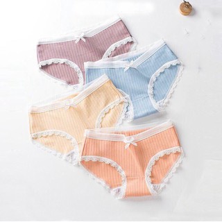 Quần Lót Nữ Cạp Ren Nơ Cute Dễ Thương, Quần Lót Gân Tăm Mềm Mại Nhiều Màu Sắc Cho Phái Đẹp