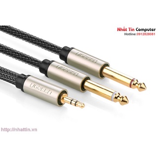 Cáp audio 3.5mm to 2 đầu 6.5mm dài 3m chính hãng ugreen ug-10618 mạ vàng cao cấp