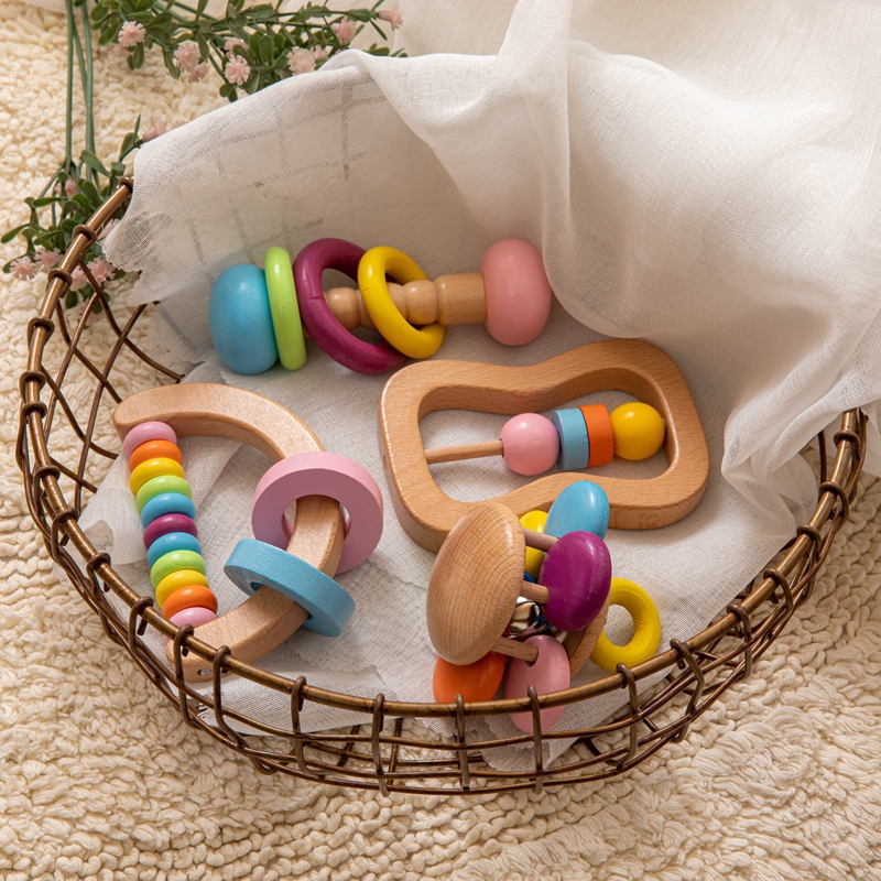 Bộ 4 đồ chơi lục lạc MAMIMAMIHOME đầy màu sắc không độc hại vui nhộn dành cho trẻ em
