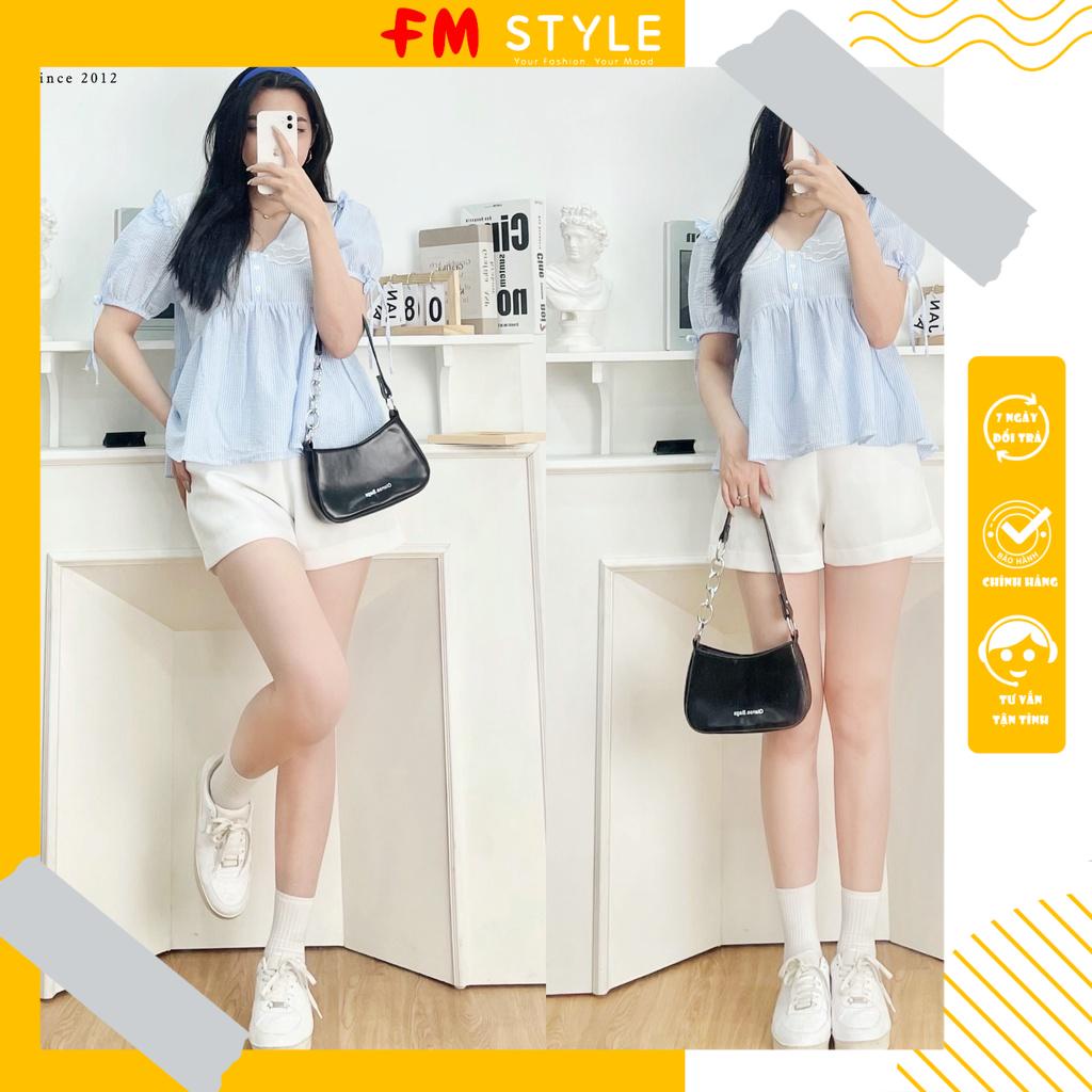 Áo sơ mi nữ FM Style hoạ tiết phối viền thời trang Hàn Quốc thanh lịch nữ tính  I Fm Style Online 220312013