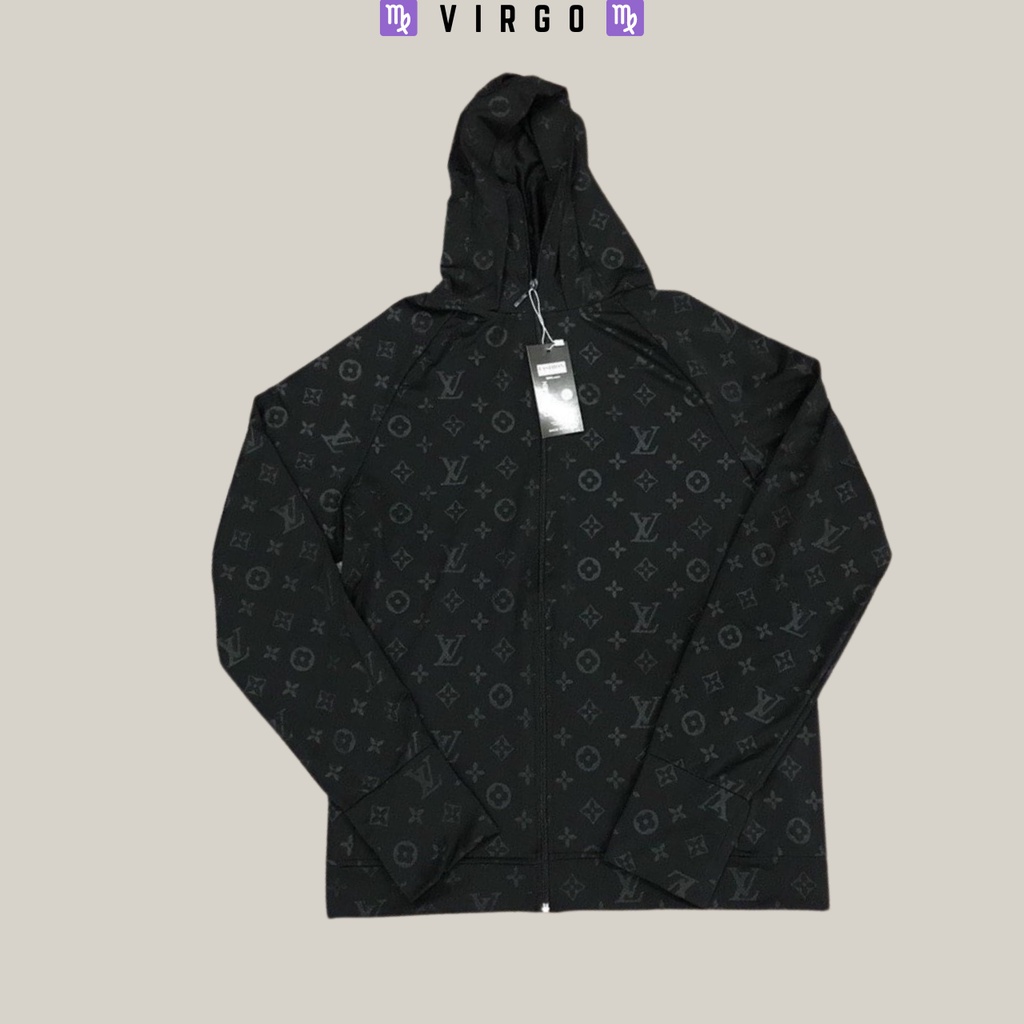 áo chống nắng nam kim cương dập vân LV 4 màu chất thông hơi có mũ trùm chống tia uv (ảnh thật phía sau )