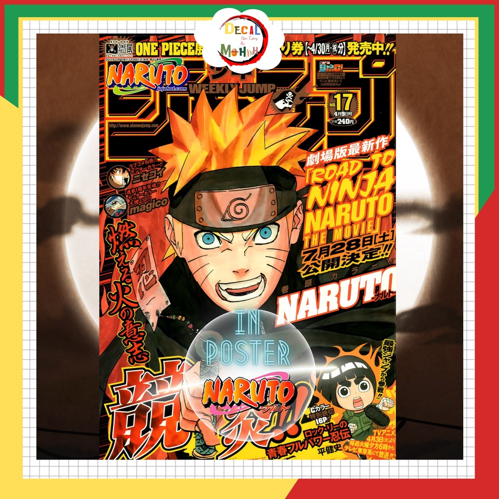 Ảnh Bìa Màu NARUTO Trang Trí, Poster NARUTO A3 30x42cm CÓ KEO DÁN SẴN