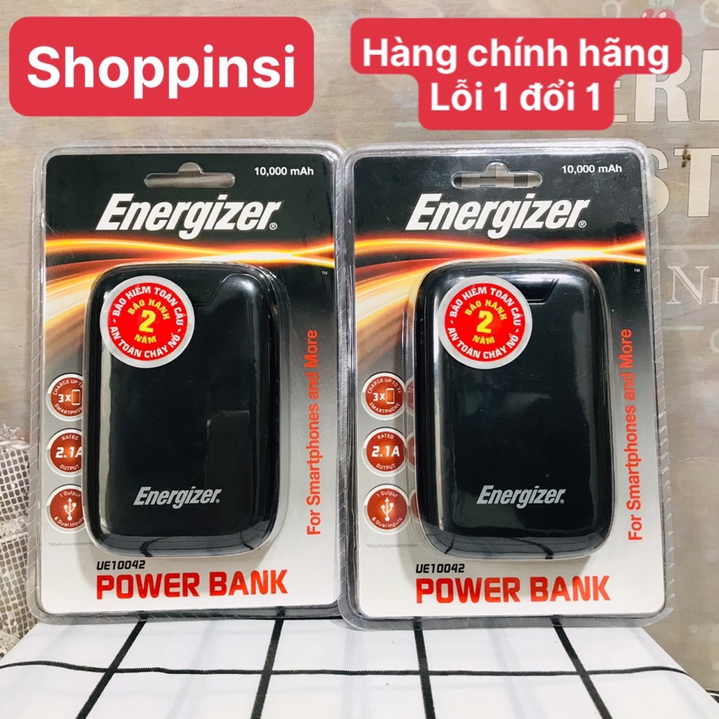 Sạc dự phòng Energizer UE10042 10,000mAh - Thiết kế siêu gọn nhẹ, 2 cổng input tiện dụng & chuẩn sạc nhanh Fast Charge