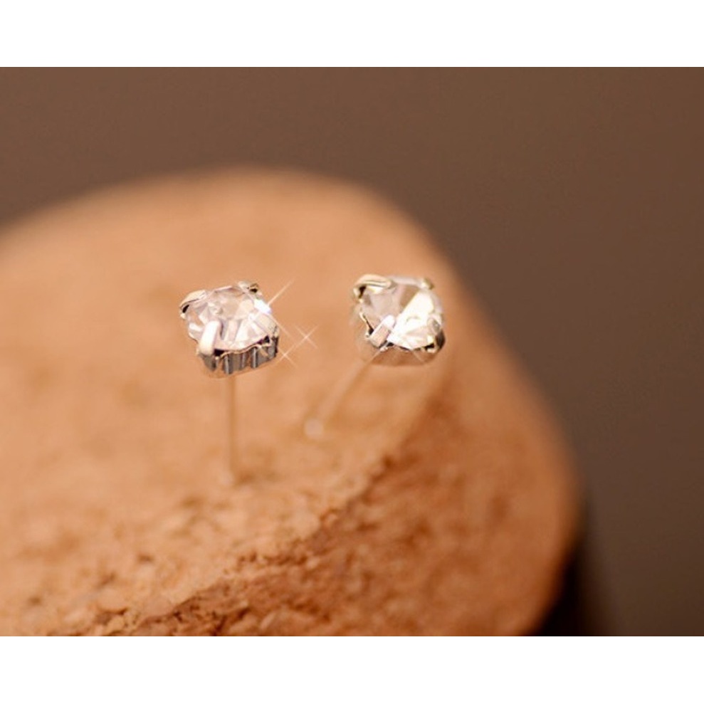 Bông Tai Đính Đá Zircon 4mm 5mm Phong Cách Hàn Quốc Thời Trang Cho Nam Và Nữ