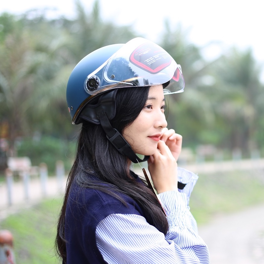 Mũ Bảo Hiểm Nửa Đầu SRT Có Kính Viền Đồng Cao Cấp - Bảo Hành 12 Tháng