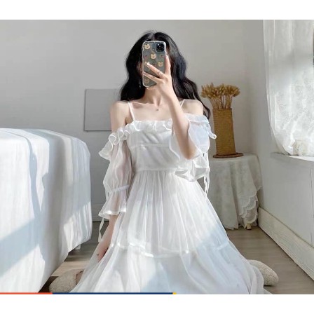 Váy công chúa trễ vai ren ulzzang
