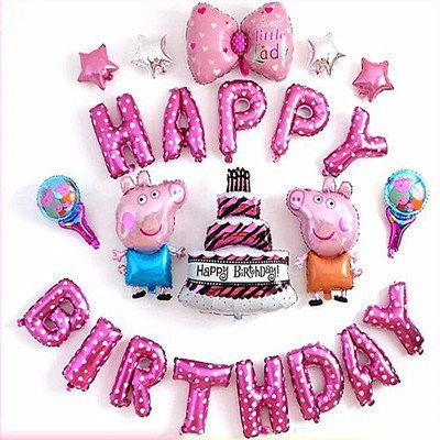 Set Bóng Trang Trí Sinh Nhật Happy Birthday Heo Peppa - Bóng Bay Trang Trí Sinh Nhật Cho Bé