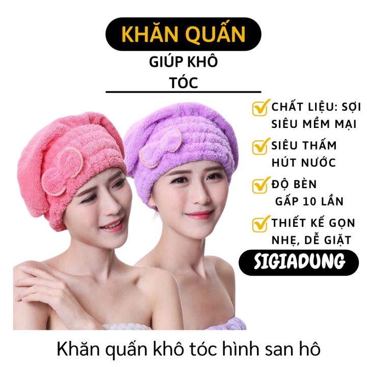 [SGD] Khăn Ủ Tóc - Khăn Quấn Tóc Gội Đầu Làm Khô Siêu Nhanh, Thấm Hút Tốt, Dễ Giặt 7074