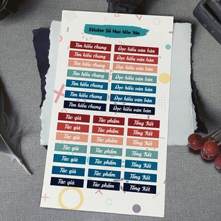 Sticker đề mục môn văn, môn tự nhiên 🌈𝑭𝒓𝒆𝒆𝒔𝒉𝒊𝒑 sticker nhãn vở ham học