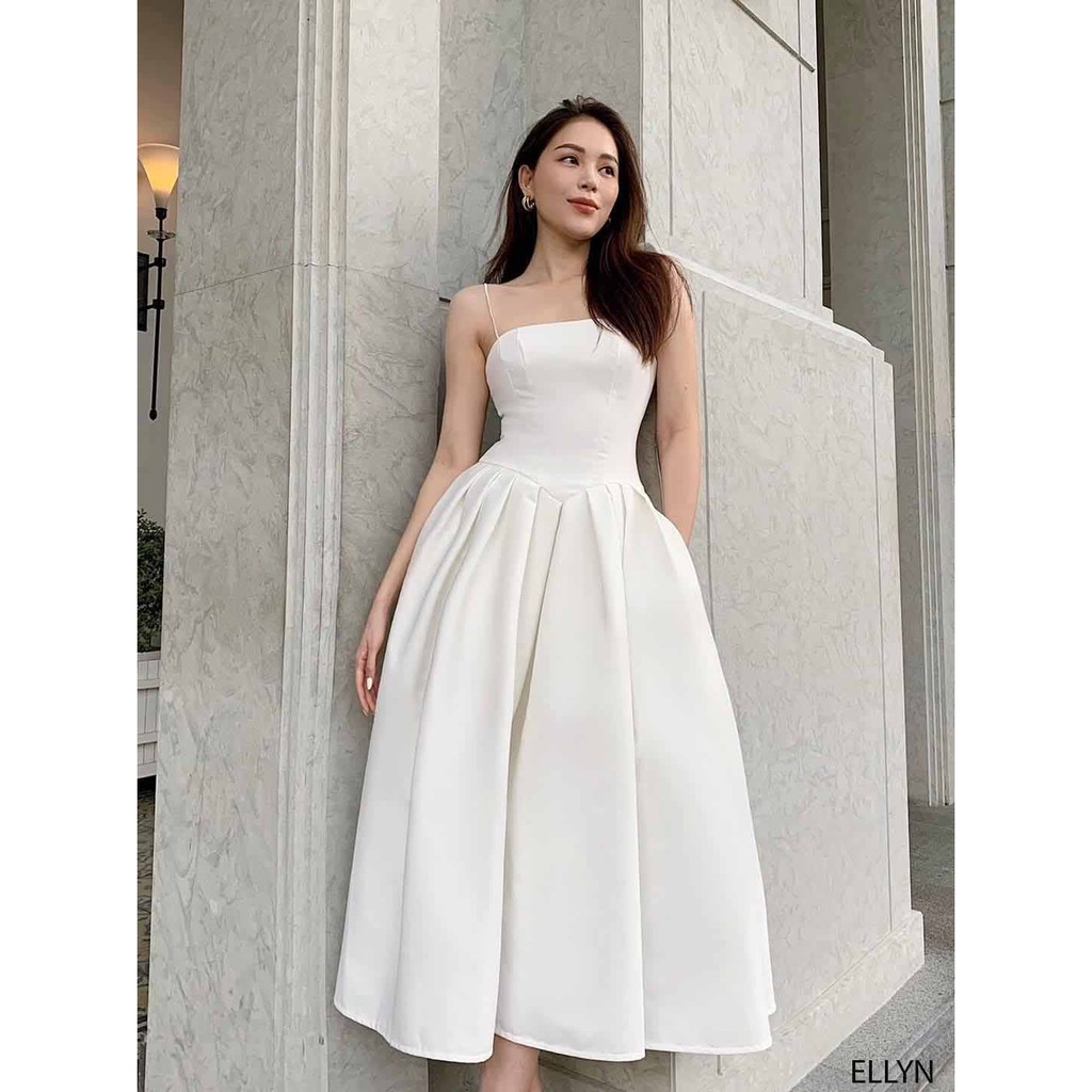 Đầm Dự Tiệc Cao Cấp NAPUBEE, Váy Maxi 2 Dây Đi Biển Thiết Kế Dáng Xòe Xếp Ly ELLYN DRESS