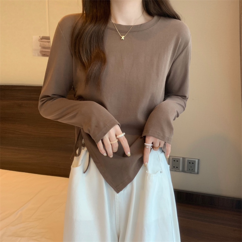 IELGY  Áo Thun Dài Tay Phối Dây Rút Thời Trang Dành Cho Nữ