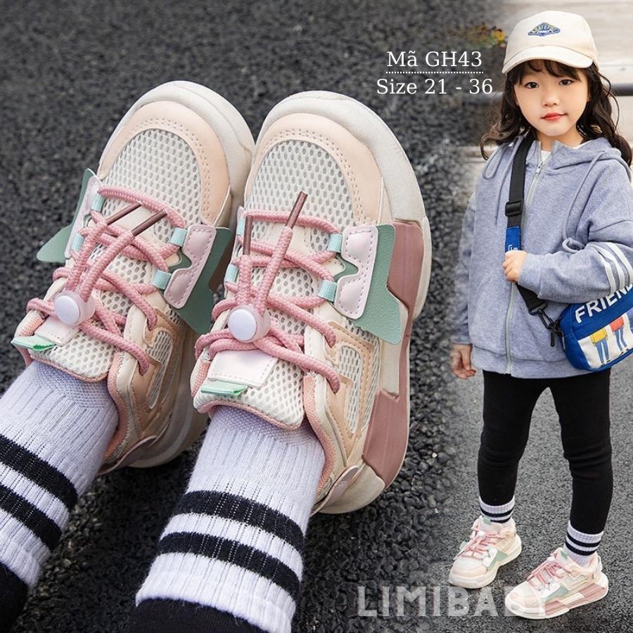Giày thể thao dây rút cho bé gái 1 - 12 tuổi khỏe khoắn năng động phong cách Hàn Quốc GH43