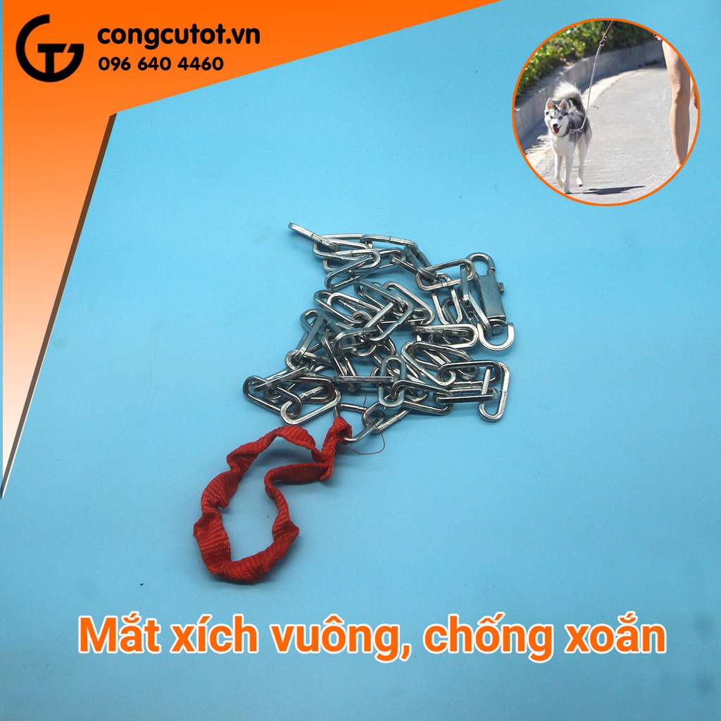 Xích dắt cho to inox vuông 1m60 nặng 340g