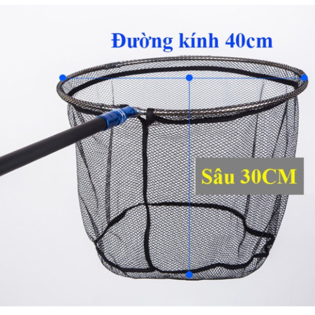 Vợt Cá Carbon Vành Tròn Có thể thu gọn chuyên dụng câu đài vợt cá câu đài