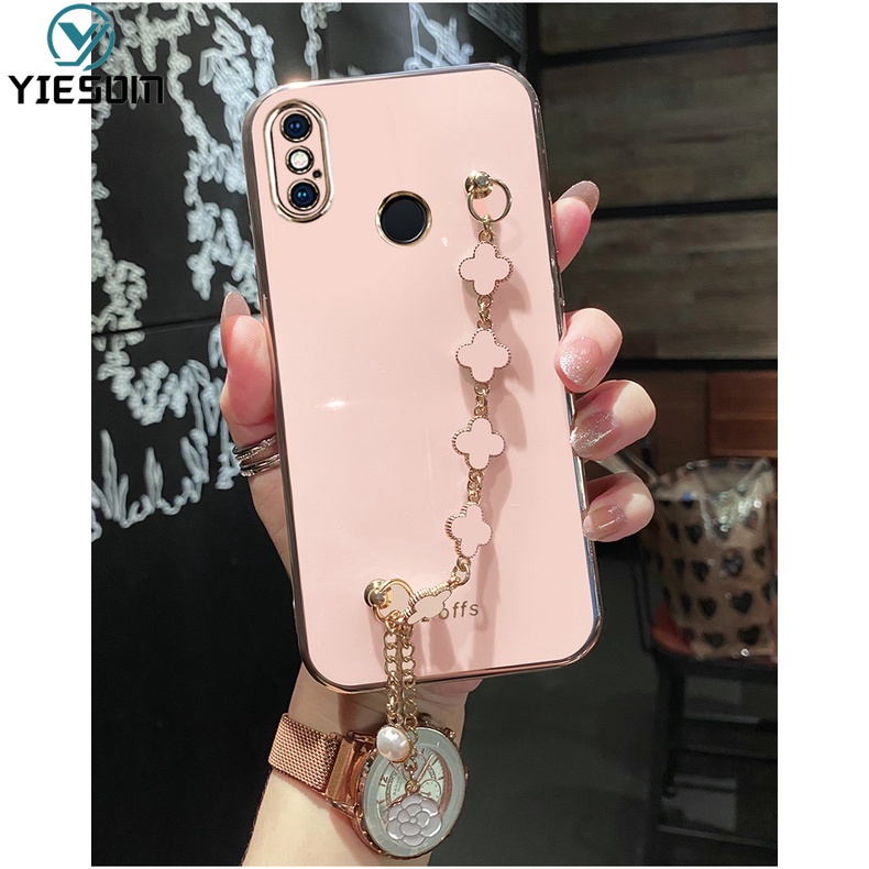 Ốp Điện Thoại Silicon Mềm Họa Tiết Lá May Mắn Có Dây Đeo Tay Cho Xiaomi Redmi Note 8 8T 7 5 Pro Redmi 7 5 Plus